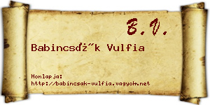Babincsák Vulfia névjegykártya